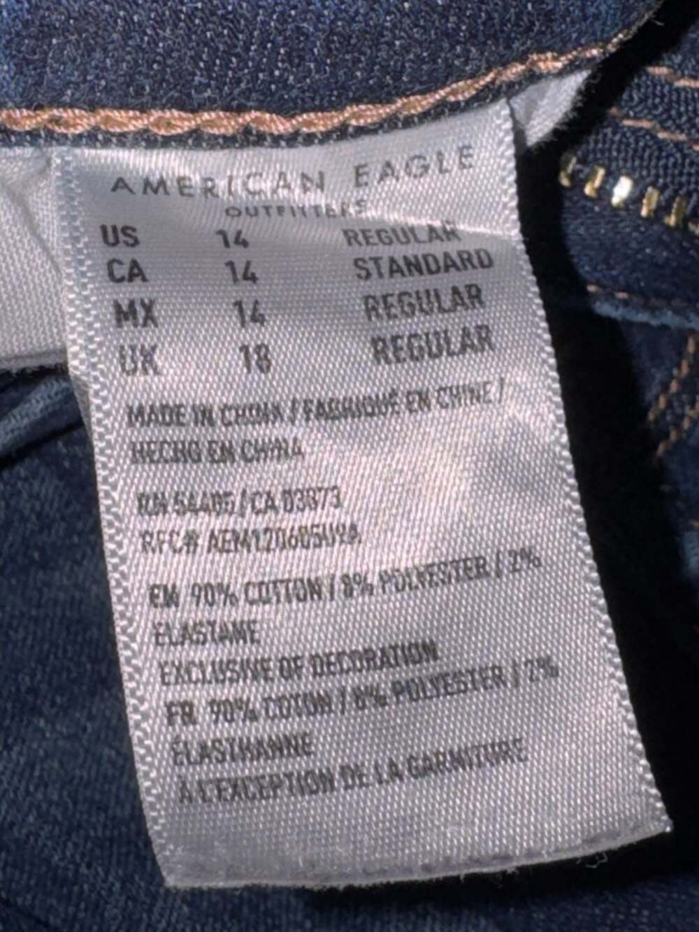American Eagle Jeans Size 14 Regular Blue Stretch Distressed Denim - Picture 3 of 6